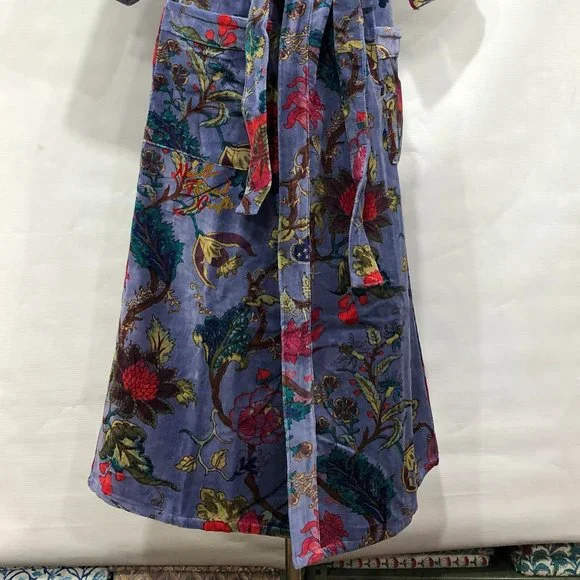 Floral Print Velvet Kimono Luxury Jacket, Party Boho Robe Lounge Wear - Unisex - Picture 11 of 16